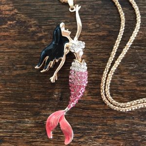 Sparkly pink ombré mermaid necklace